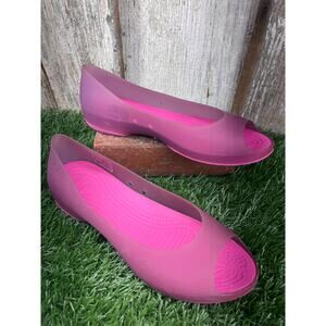 CROCS Carlie Peep Toe Matte Purple Pink Flats Women's 9